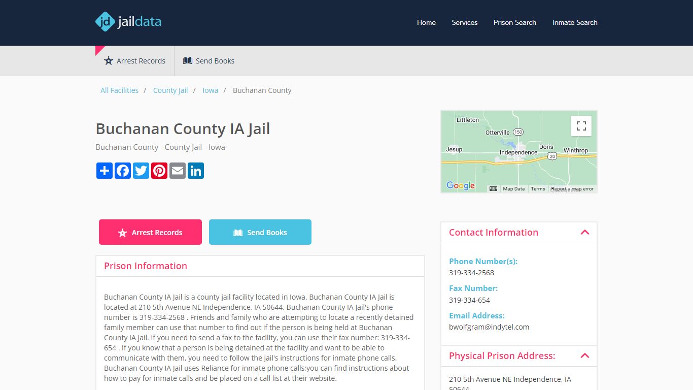 Buchanan County IA Jail Inmate Search and Prisoner Info - Independence, IA